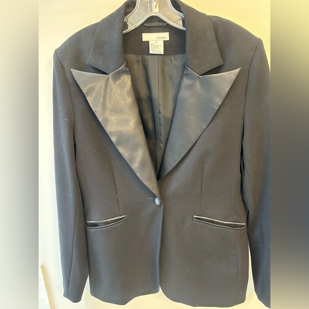Women's Black Blazer size 14 hennes H&M single button lined